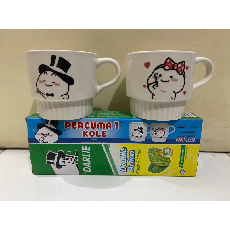 pasta gigi darlie malaysia 225gr × 2 + hadiah gelas keramik cantik