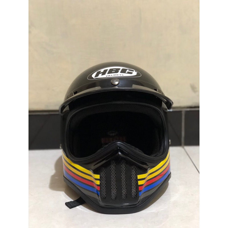 (bekas) helm cakil HBC stripe black bosshelm