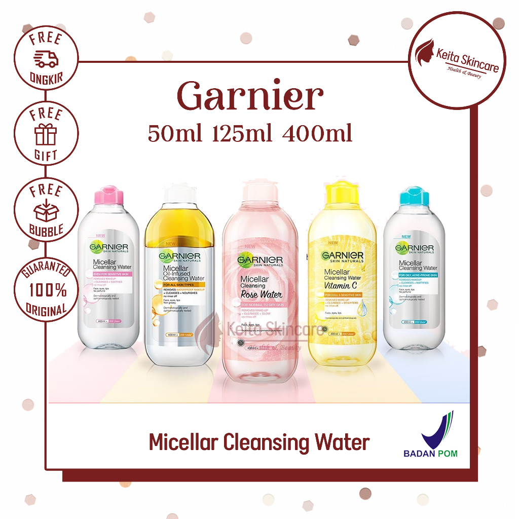 GARNIER Micellar Cleansing Water 50ml 125ml | Micellar Water garnial oil makeup remover garnier pink
