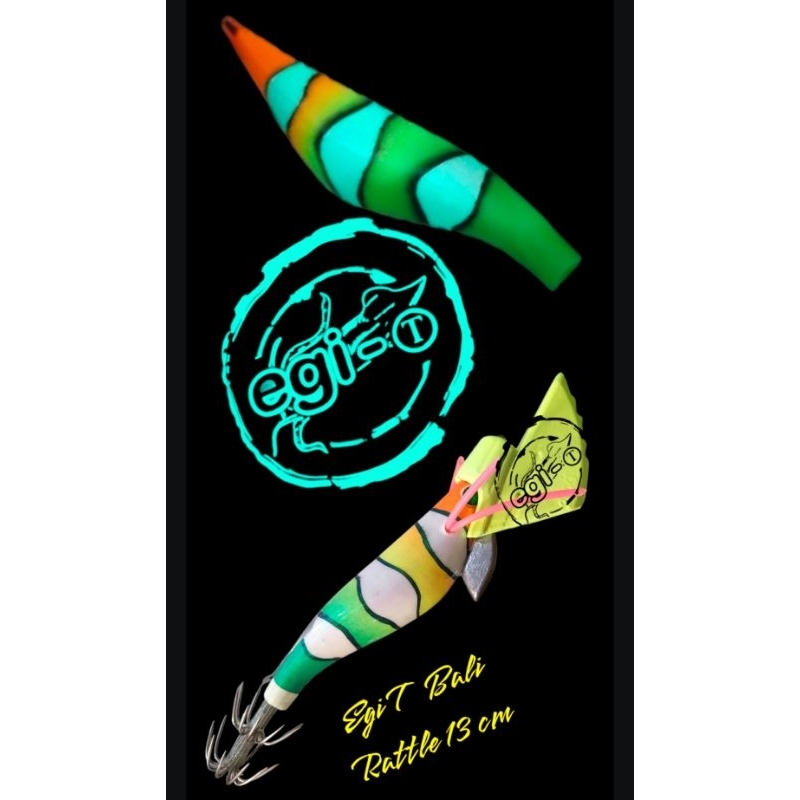 Egi Sotong GID 12 cm - 13 cm / Egi Full Pospor / Egi Kayu Rattle/Egi Bali