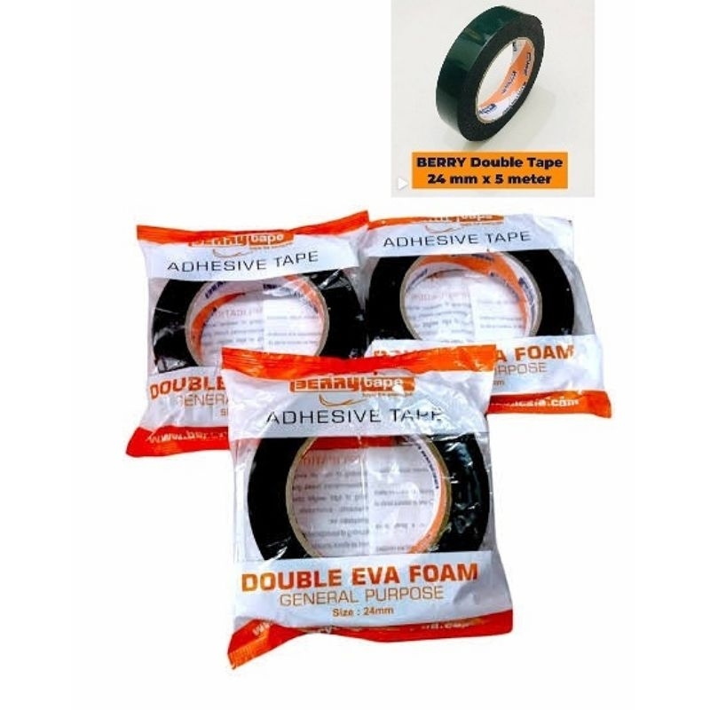 

Double Tape Eva Foam Hitam Hijau BERRY Tape 1" 24mm x 5m