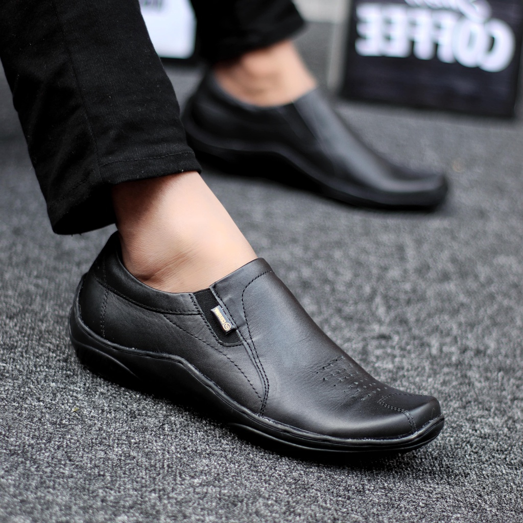 GEOVANI BADIL Sepatu Kasual Kulit Asli Garut Pantofel Casual Slip On Terbaru Kerja Kantor Original P