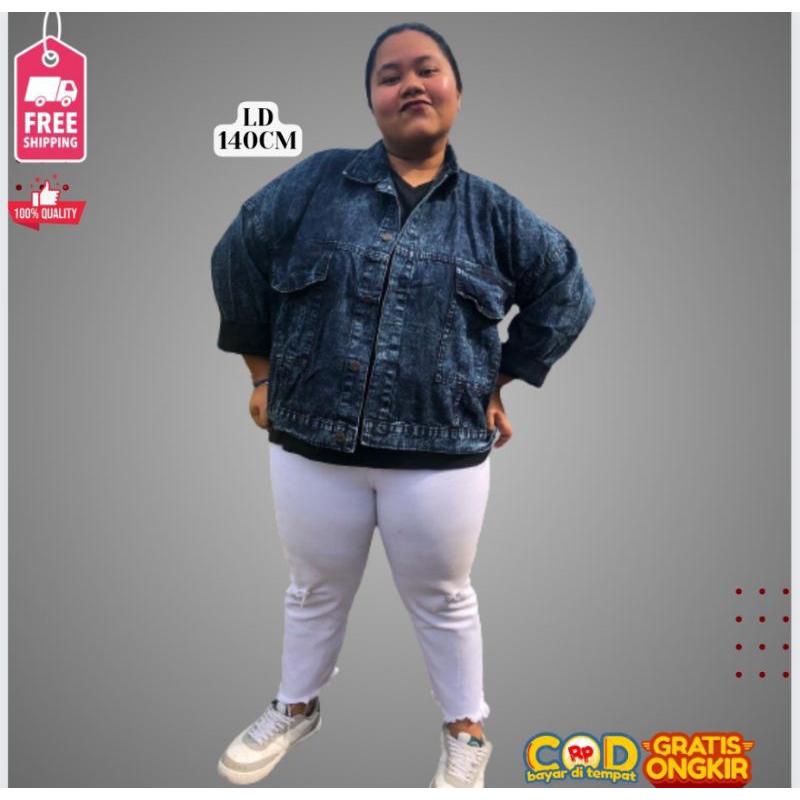 Jaket Jeans Wanita Jumbo LD 140cm