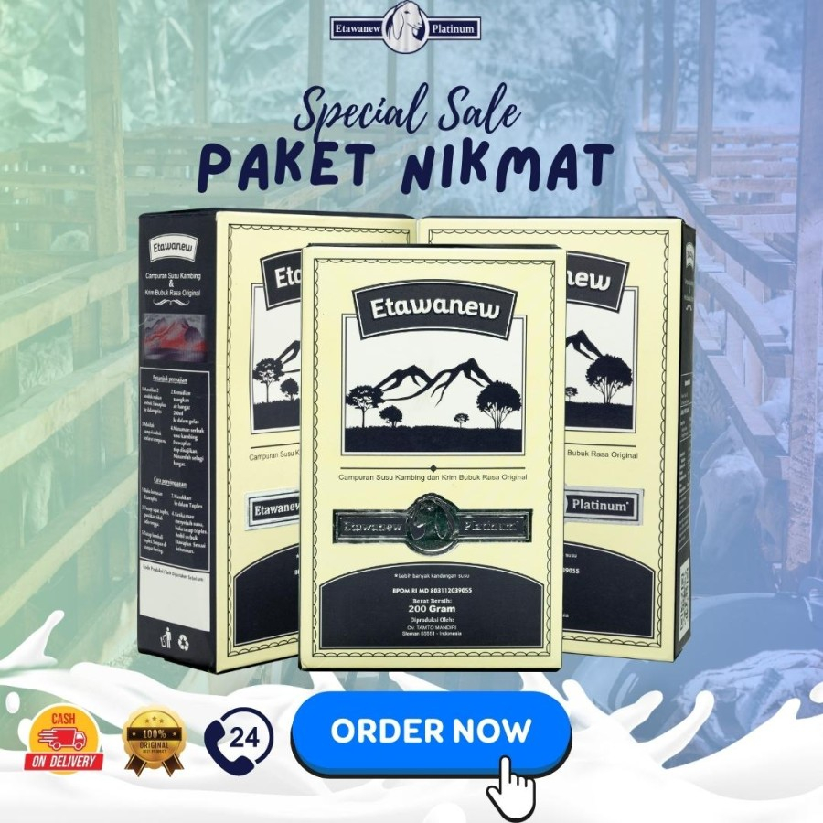 

[PAKET 3 BOX] Etawanew Platinum Susu Kambing etawa Solusi Atasi Masalah Pernafasan dan sendi - HALAL - BPOM - COD