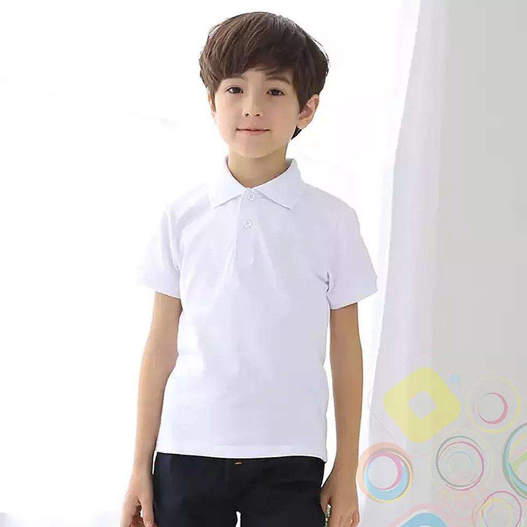 Baju kaos kerah anak polos warna putih / kaos polo anak 1 - 12 tahun / baju kaos anak berkerah putih