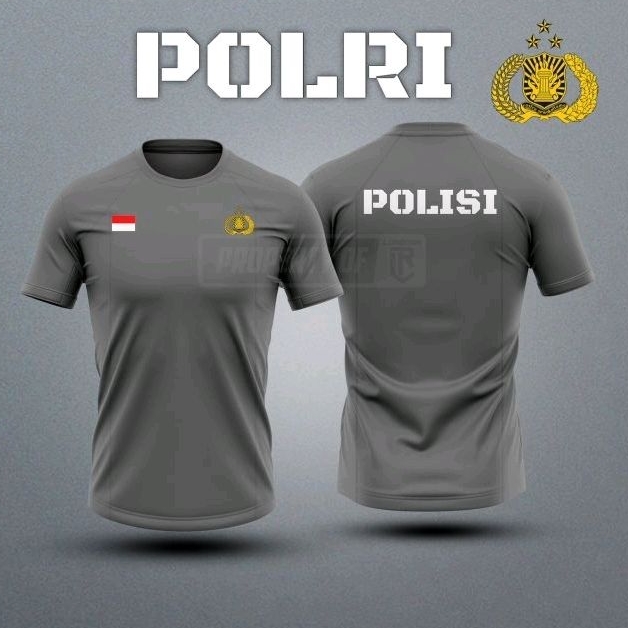 BAJU DALAM PDL POLISI/ KAOS ABU POLRI / BAJU DALAM PDL POLRI / SECURITY / SATPAM WARNA ABU BAHAN DRY