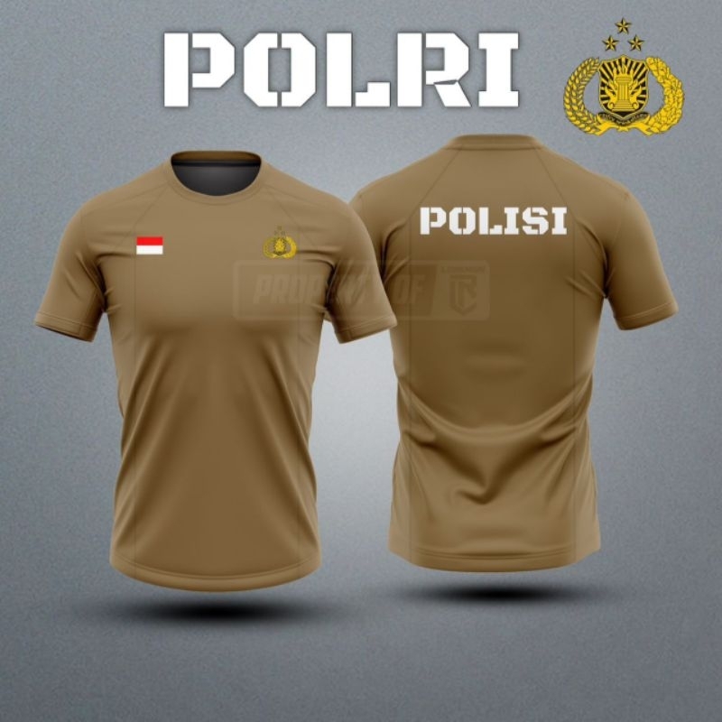 KAOS POLISI / BAJU KAOS DALAM PDL POLRI / DALEMAN PDL COKLAT POLRI LENGAN PENDEK BAHAN DRY FIT PREMI