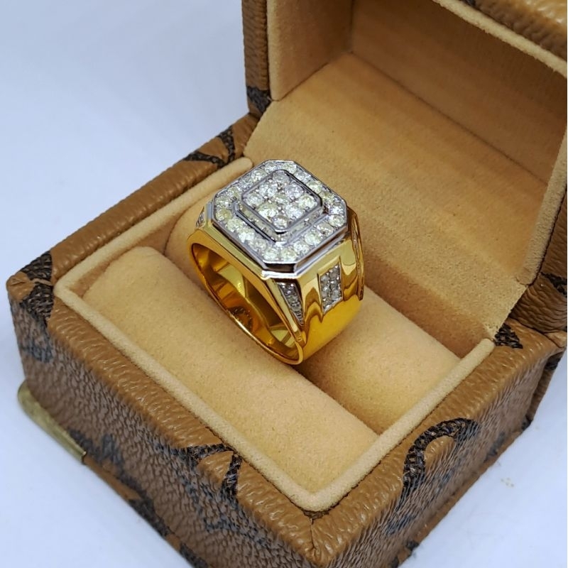Cincin Berlian Pria Mewah Ring Perak | Berlian Asli | Berlian Erofa