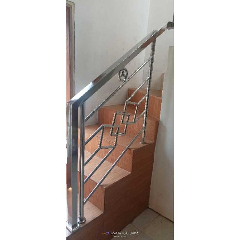 Ralling Tangga Stainless Pegangan Hollow Jalur Pipa