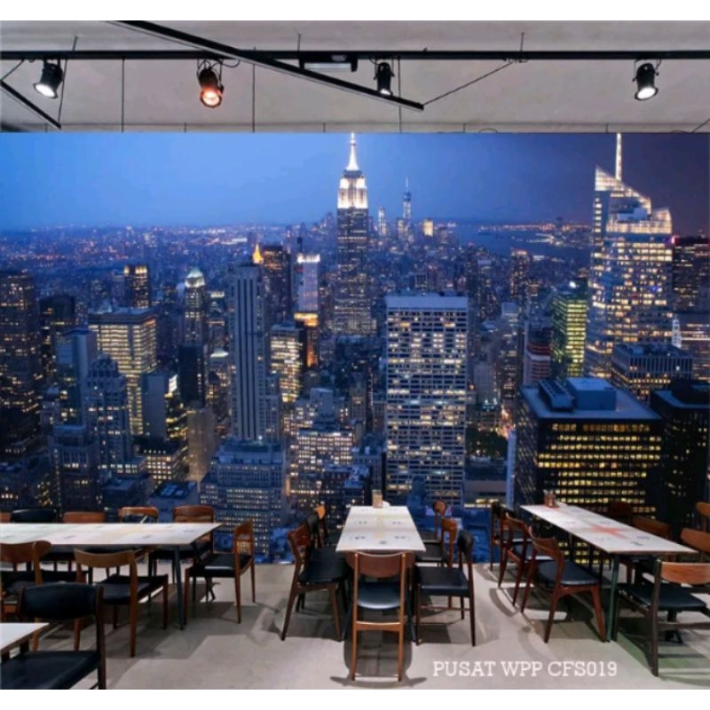Wallpaper / Stiker Dinding 3D Custom , Wall banner , Wall stiker / Wall banner Ruang Resto ,Cafe , M