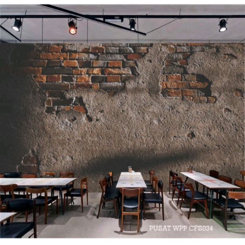 Wallpaper / Stiker Dinding 3D Custom , Wall banner , Wall stiker / Wall banner Ruang Resto ,Cafe , M