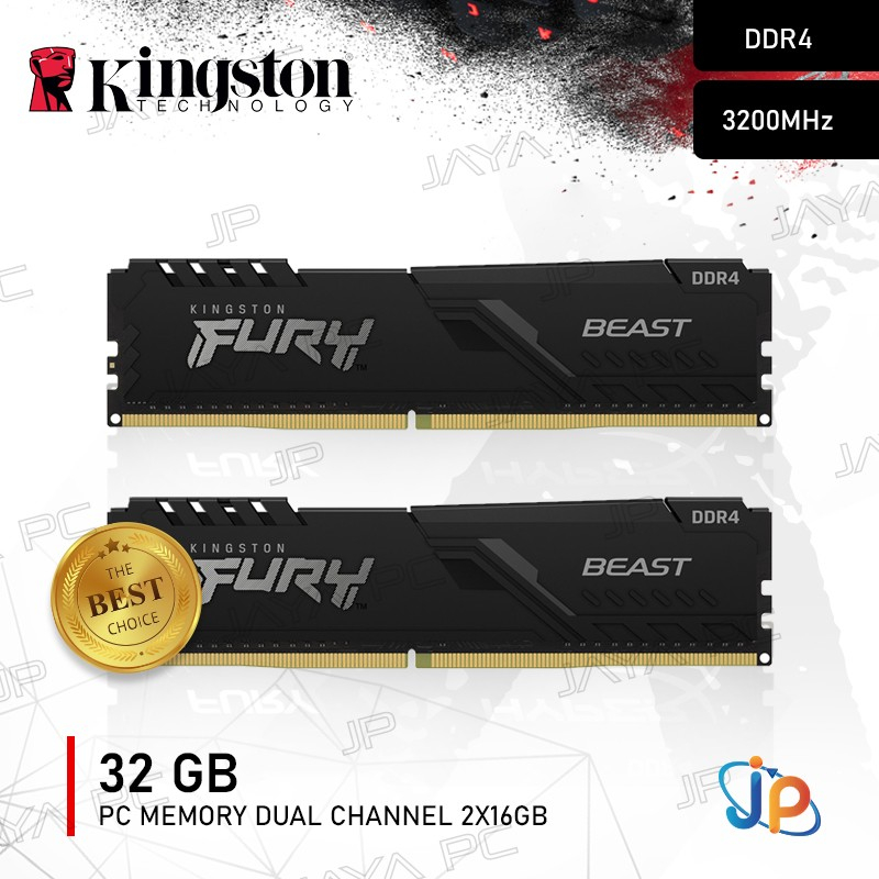 Memory Kingston Fury Beast PC25600 3200Mhz DDR4 32GB - 2x16GB Ram