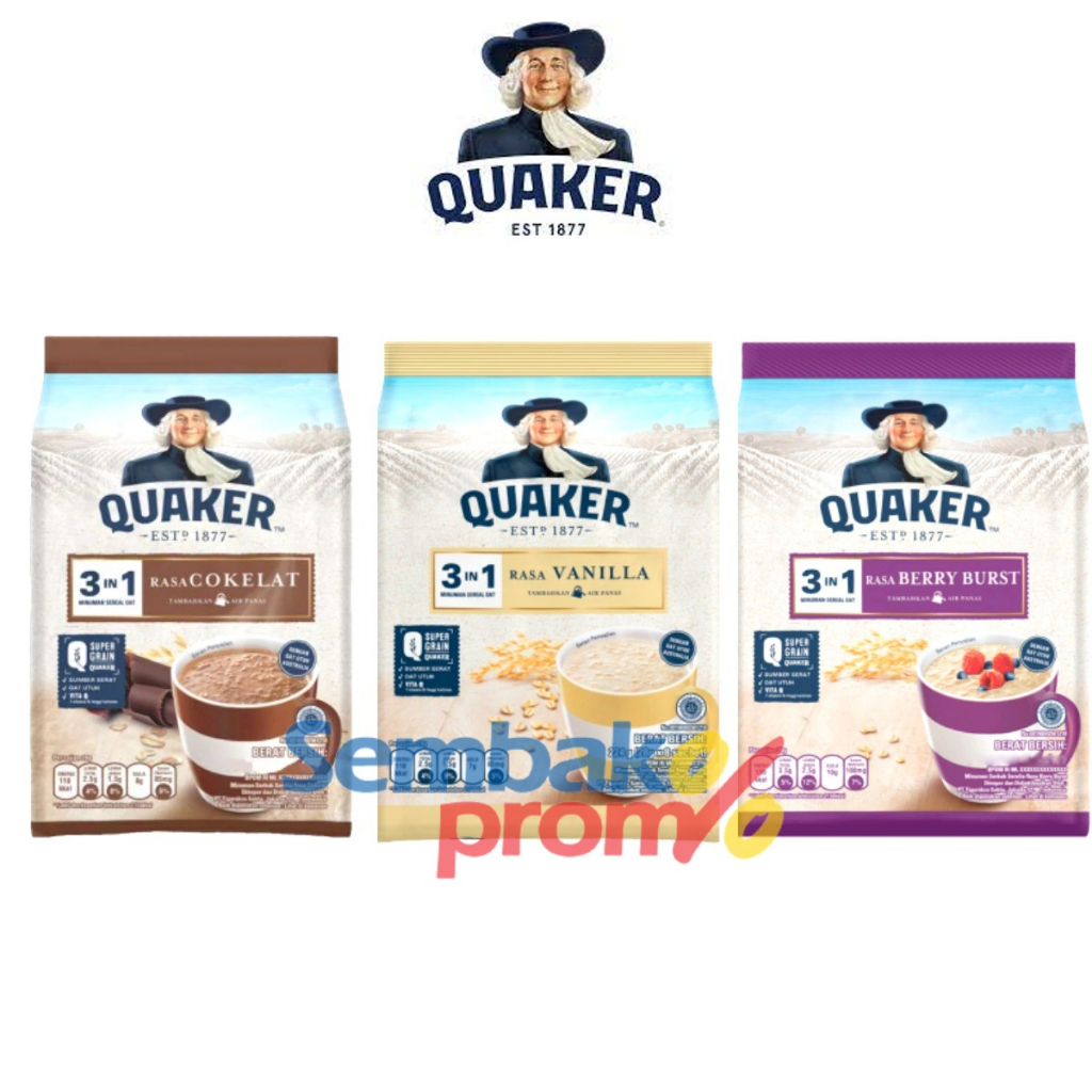 

QUAKER Oats 3 in 1 Bag Minuman Sereal isi 8 Sachets x 28gr