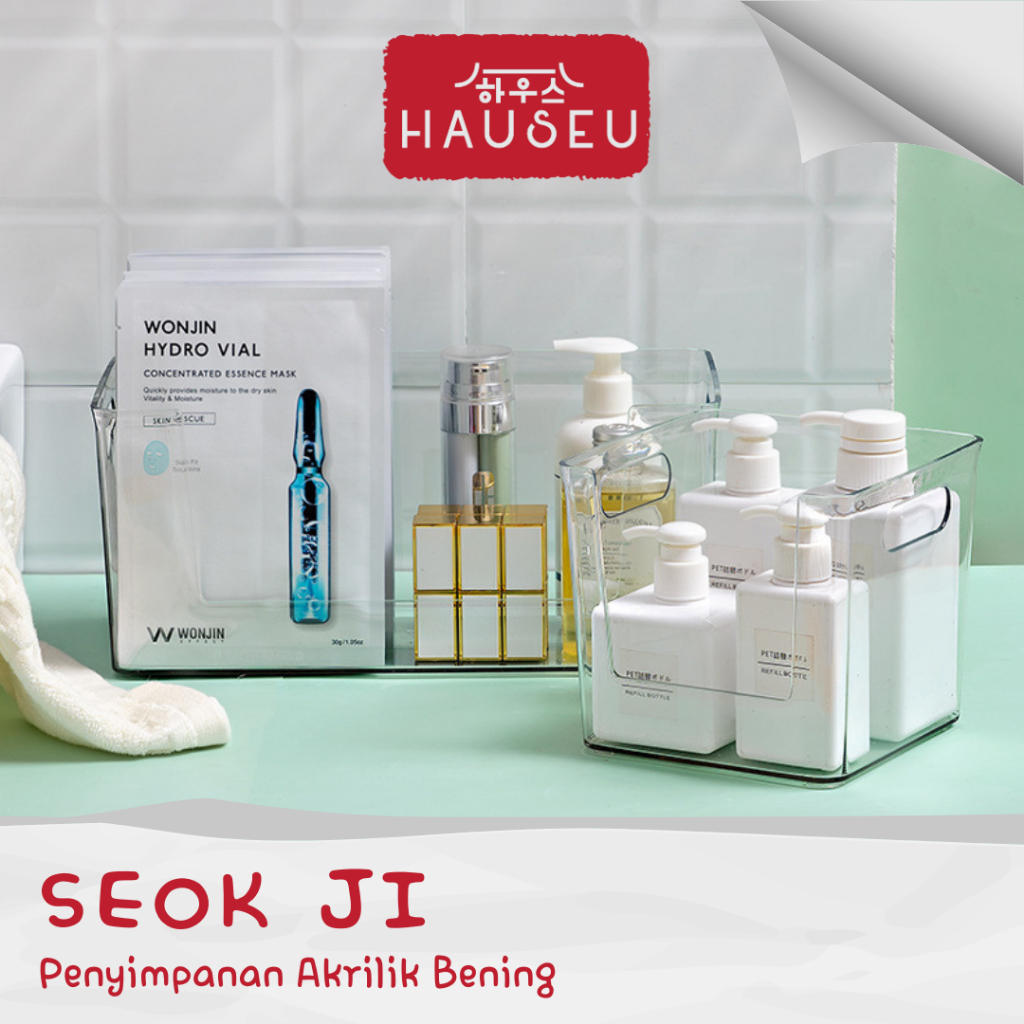 HAUSEUSEOK JI Organiser Seaa Estetika Wadah Skincare Minimalis Storage Kosmetik Penyimpanan Skincare