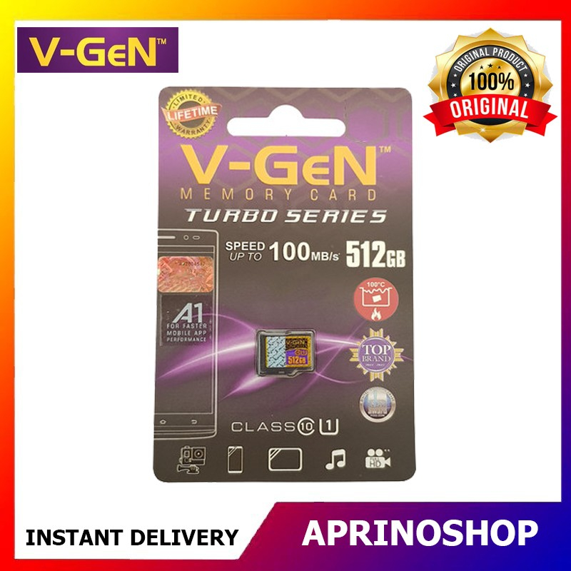 Memory Card Micro SD 512GB V-GEN Class 10 Original Turbo VGEN