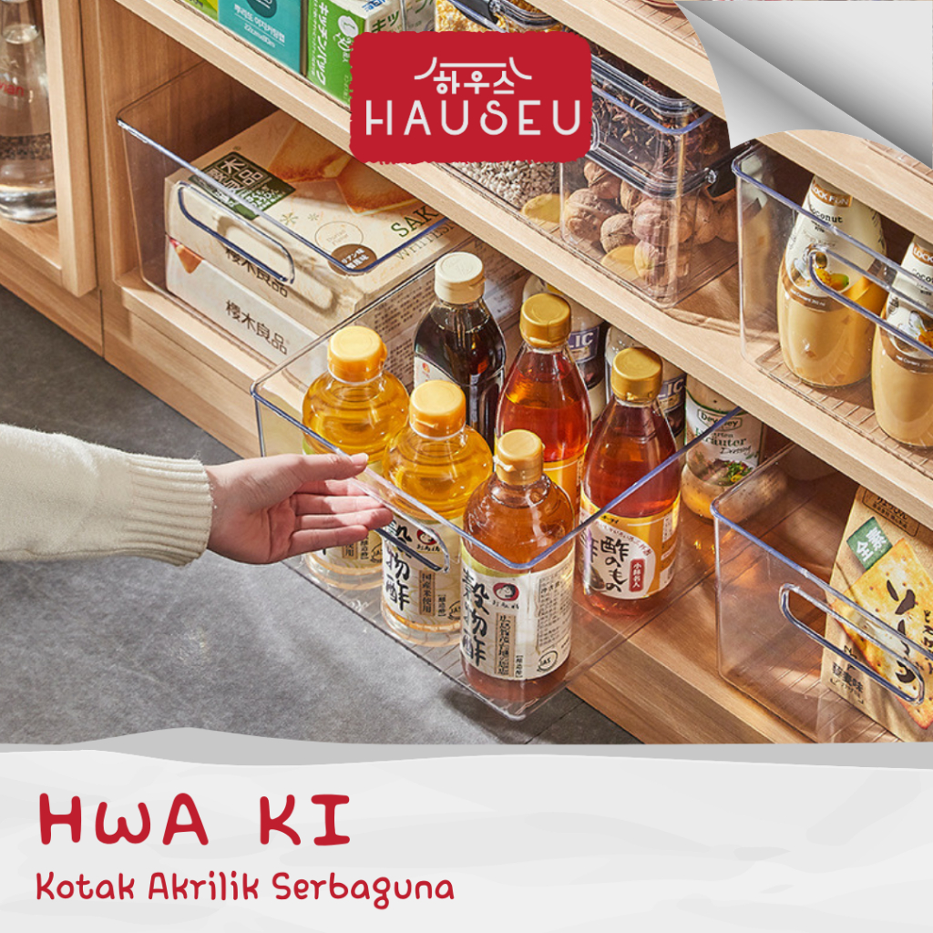 HAUSEUHWA KI TEMPAT AKRILIK MAKANAN BENING BOX ORGANIZER SKINCARE ESTETIKA WADAH ACRYLIC BUKU