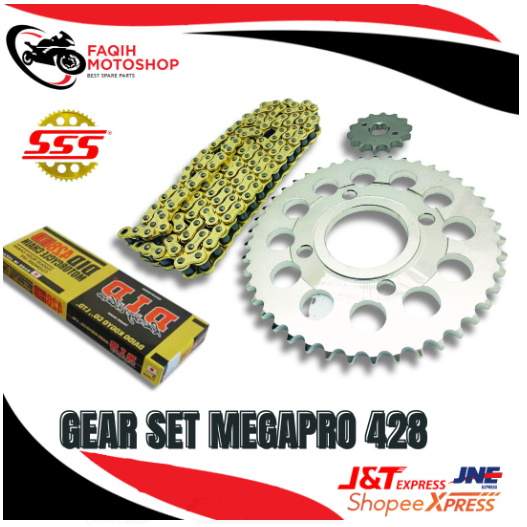 Gear Set SSS CB150R CB150  NEW MEGA PRO VERZA SONIC 150 Rantai DID 428  GOLD