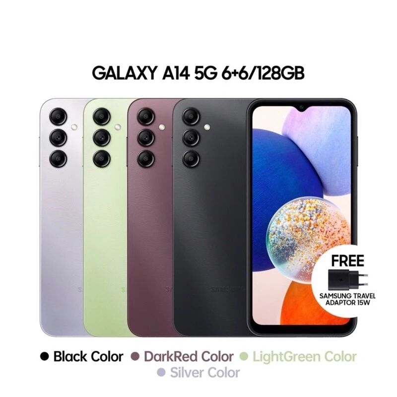 Samsung galaxy A14[5G] Ram 6+2/12Gb,A14[4G] Ram 6+2/128Gb Segel Dosbuk 100%Original Garansi Resmi Sa