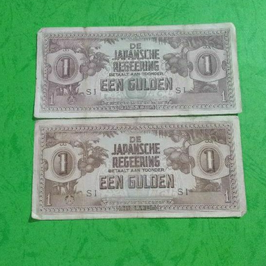 2 Lembar Een Gulden Jepansche Regeering