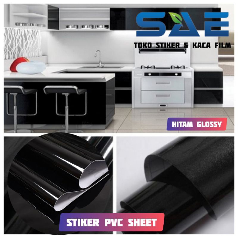 Sticker Lemari Kayu Dapur Hitam Glossy