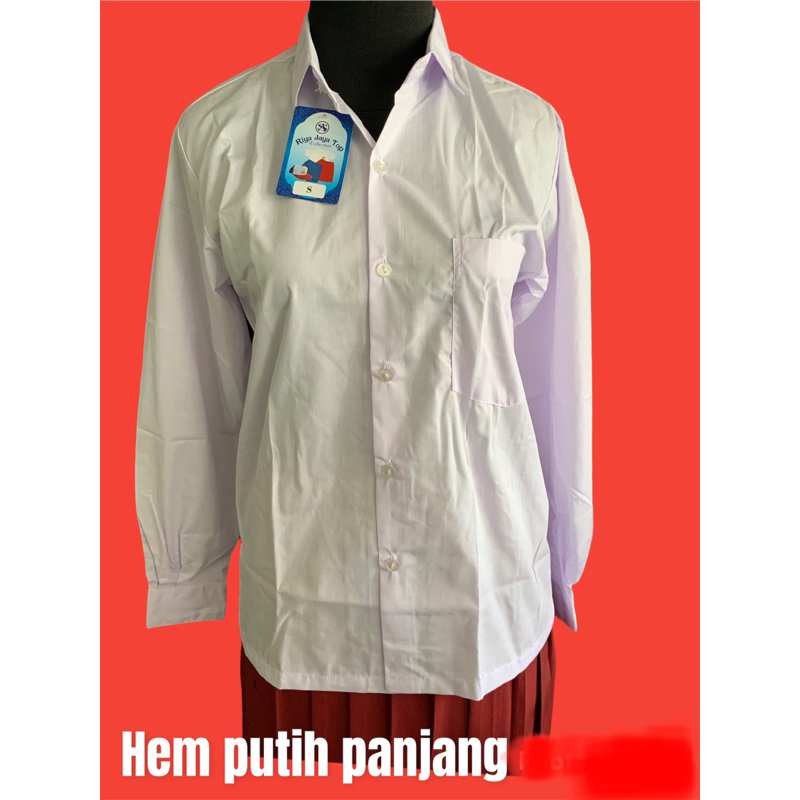 Seragam Sekolah Baju Putih Lengan Panjang SD SMP SMA Ospek Magang Kerja