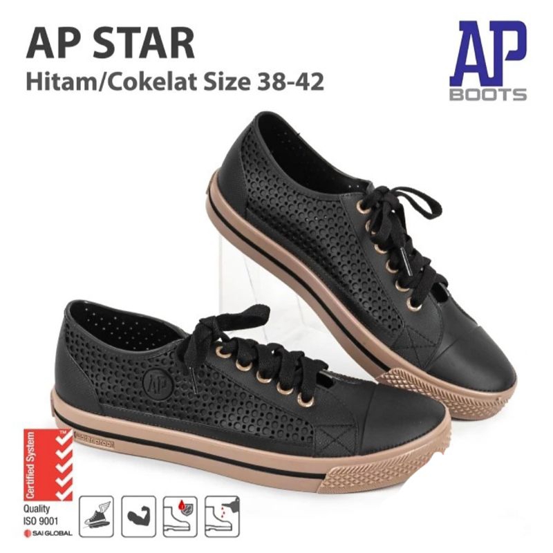 SEPATU ANAK SEKOLAH AP STAR HITAM COKLAT