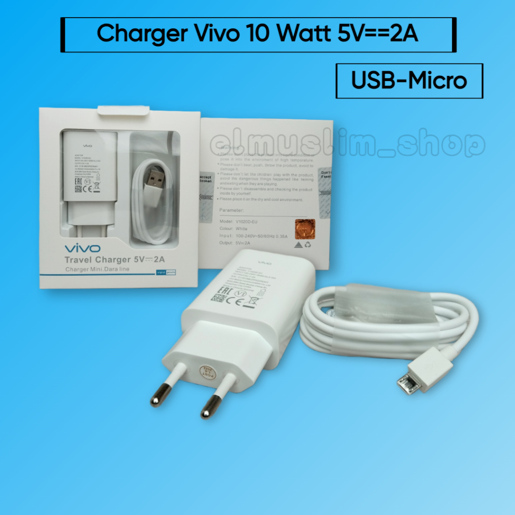 Charger Vivo Original Y20 Kabel Data Micro USB 5V 2A