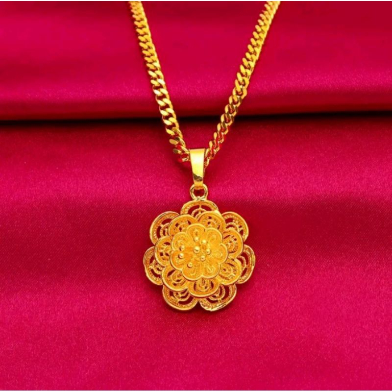 Kalung bunga keberuntungan hoki emas hongkong asli gold