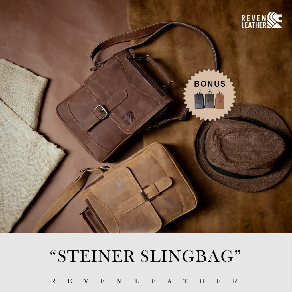 Tas Selempang Pria Kulit Sapi Premium Reven Steiner Slingbag Tas Lokal Branded Tas Pria Terbaru