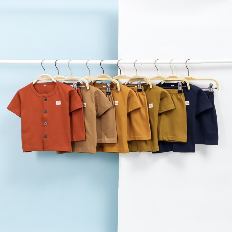 Grosir Jisa Kids - New Arrival Full Kancing Baju Anak/Setelan Anak Unisex Kiano Set Baju Pendek