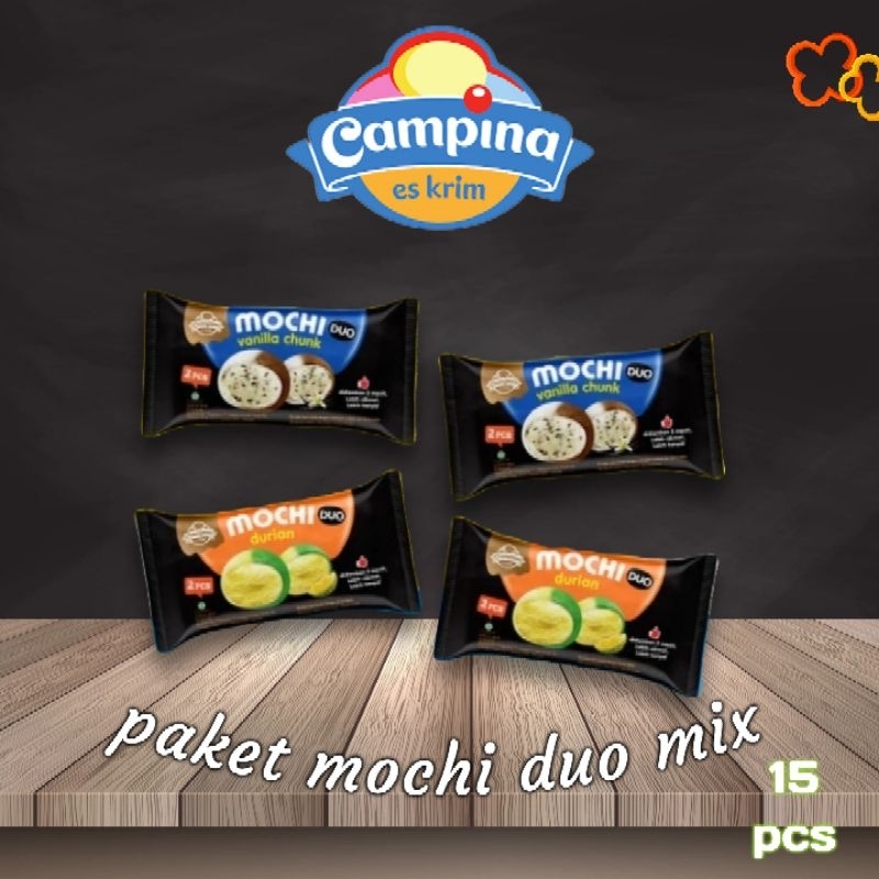 

Campina ice cream paket mochi Duo mix 15 pcs