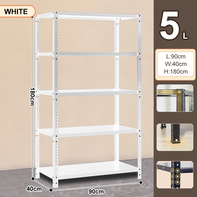 Zoyands Rak Besi Susun 90*40*180Cm Rak Besi Siku Lubang Rak Besi Siku 5 Susun Rak Barang Rak Gudang
