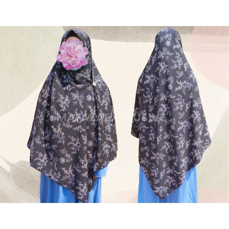 Khimar Hijab Segi Empat Wolfis Premium Motif Ukuran Jumbo 150x150 cm Series Cemara