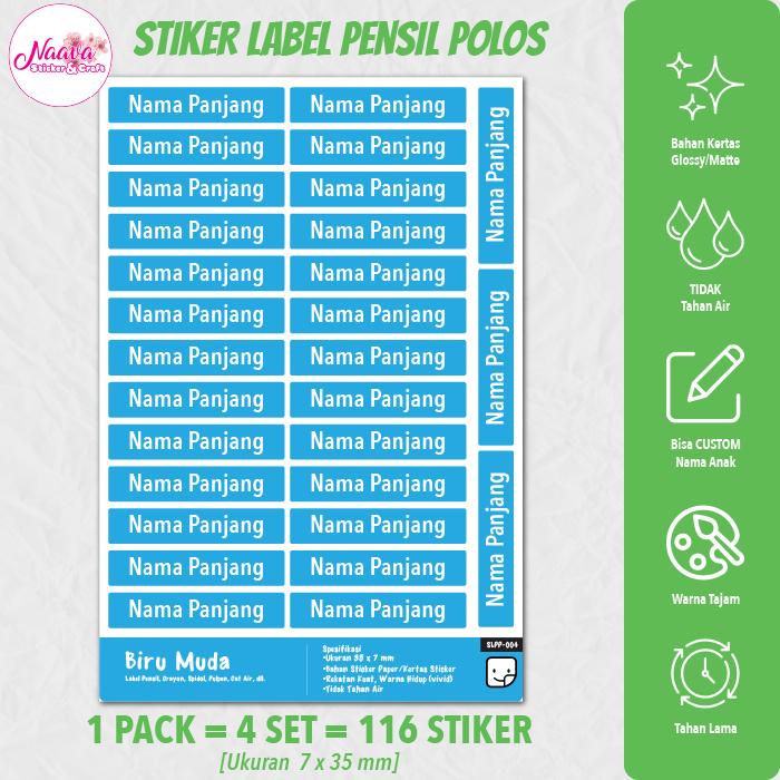 

STIKER LABEL PENSIL POLOS NAMA ANAK BIRU MUDA