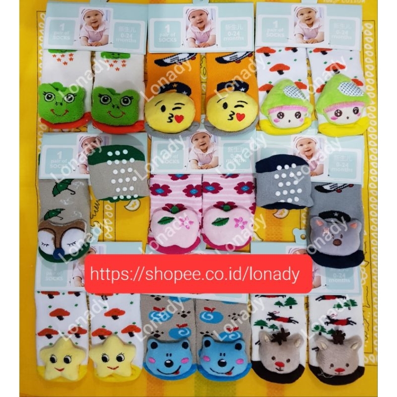 Kaos Kaki Bayi 3d Rattle Boneka Antislip Baby Socks