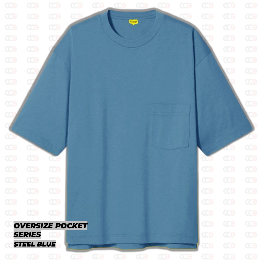 Kaos Polos Lengan Pendek Oversize Pocket Steel Blue Cotton Combed 24s