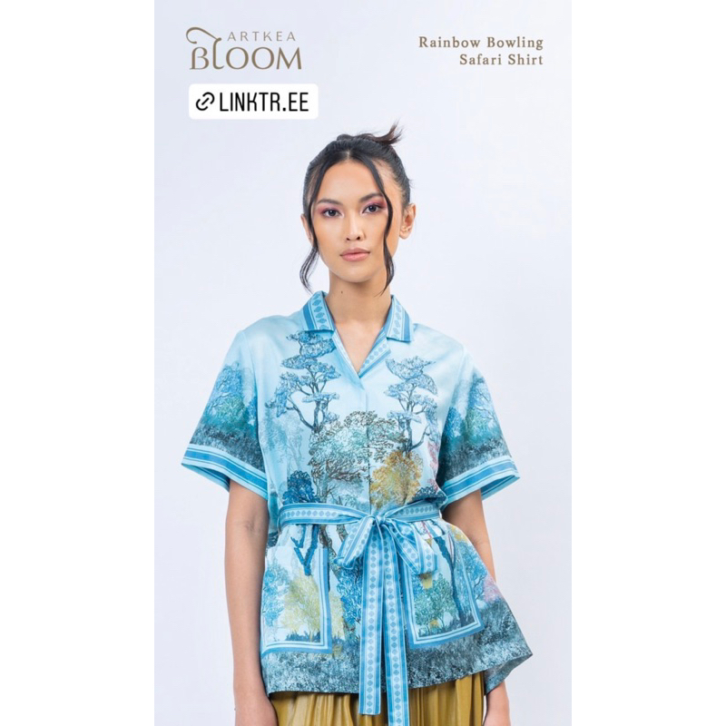 ARTKEA BLOOM Rainbow Bowling Safari Shirt Size S