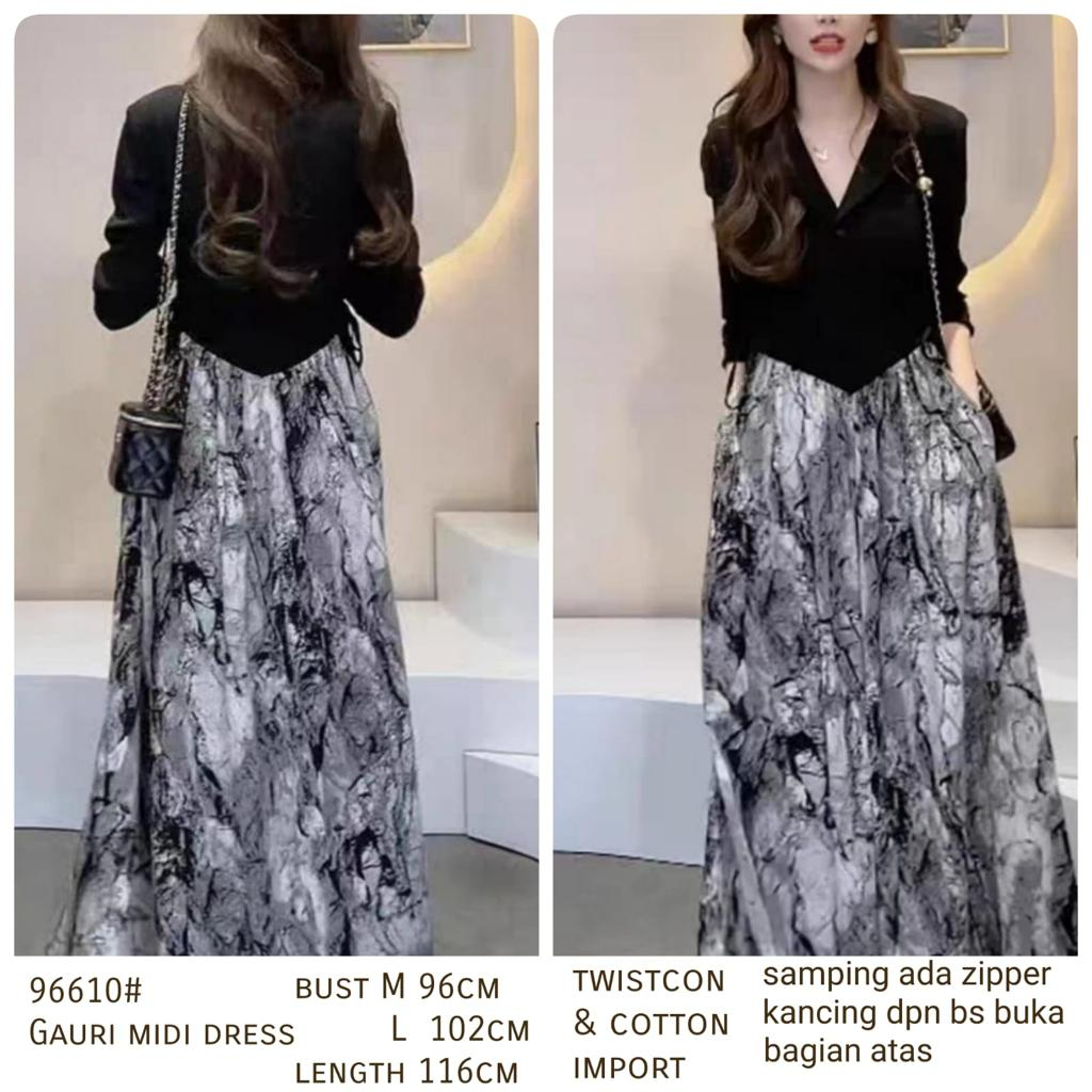 GROSIR FASHION 96610 Gauri midi dress FASHION WANITA three m threem 3m 3ms TM