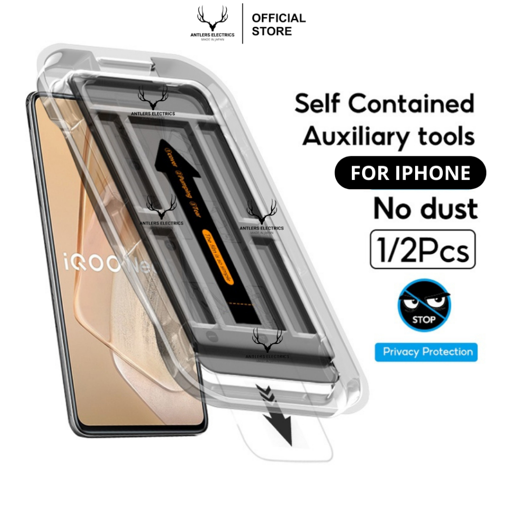 Antlers Electics Tempered Glass Iphone Anti Spy Privacy AntiGores Pelindung Layar Handphone For Iphone 15 14 13 12 11 PRO MAX X XS XR XSMAX  Full Screen
