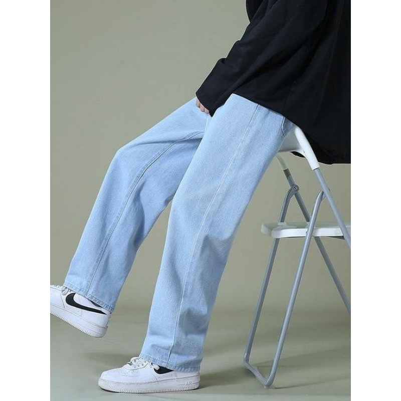 Celana jeans pria panjang celana korean style, celana oversize kulot