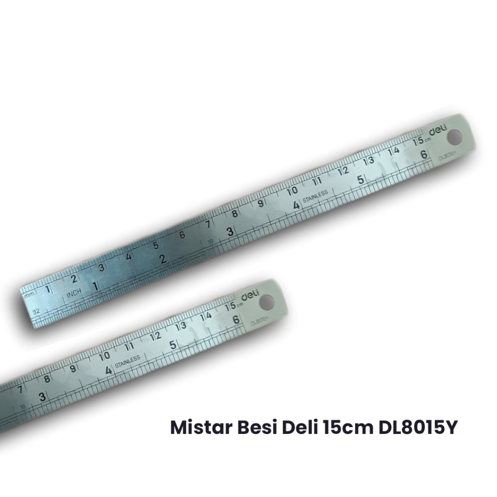 

Penggaris Mistar Besi Stainles Steel Ruler Tebal 15 cm DELI 8015Y