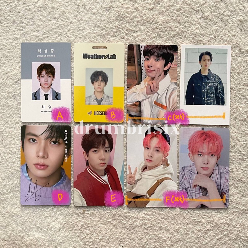 READY PC OFFICIAL HEESEUNG ENHYPEN SEASON GREETINGS 2021 2022 ID CARD MEMORIES POLAROID MEMBERSHIP D