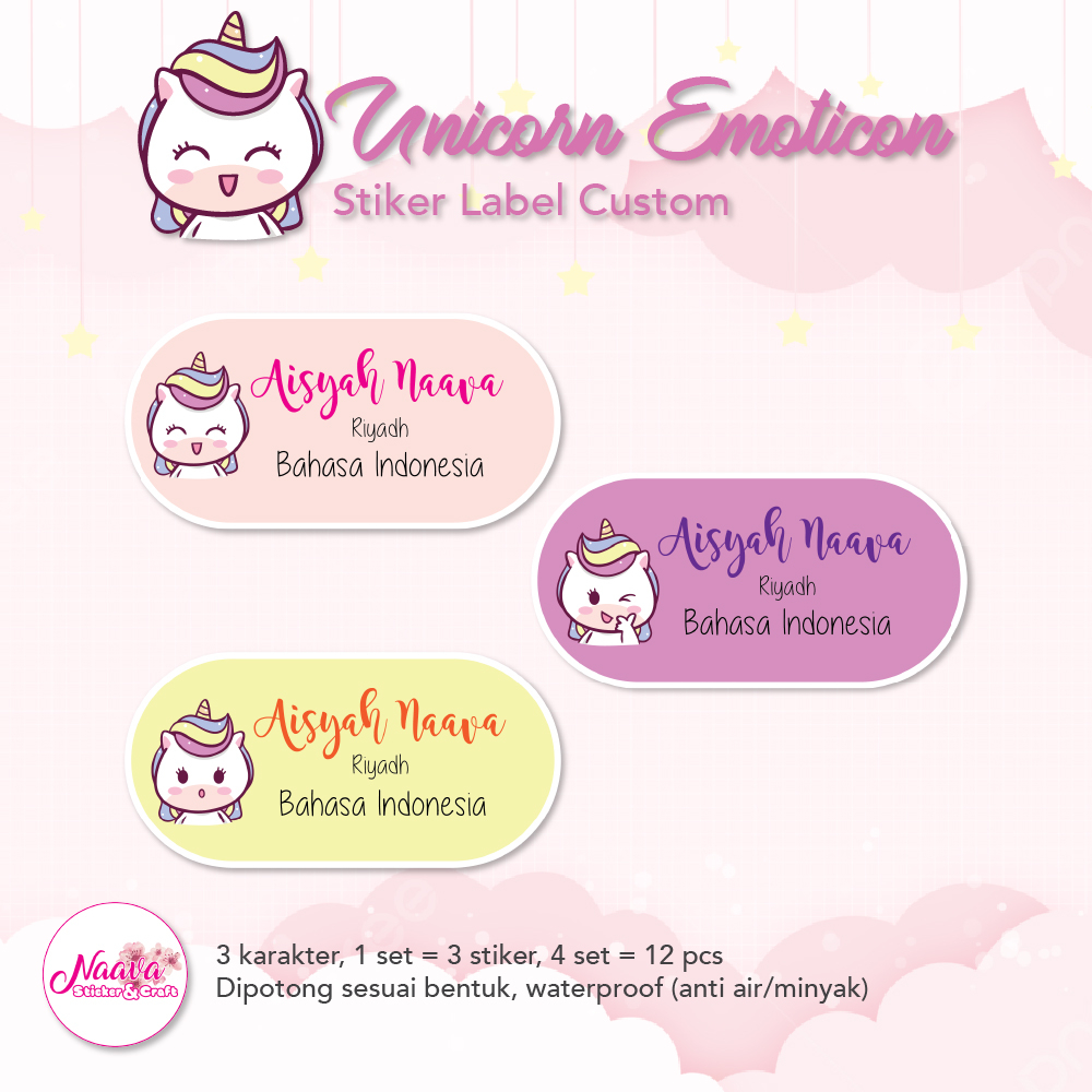 

STIKER LABEL MAPEL 3 BARIS CUSTOM NAMA ANAK - EMOTICON