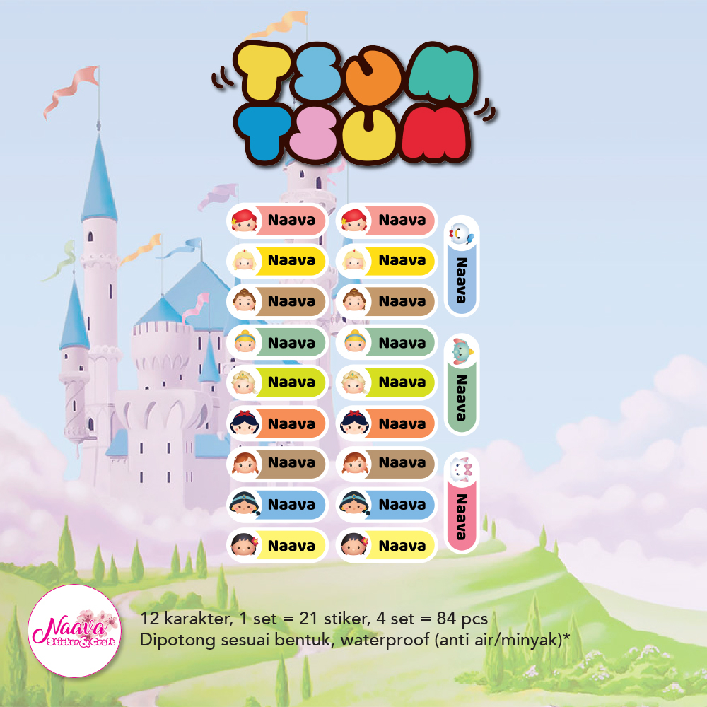 

STIKER LABEL BUKU CUSTOM MINI NAMA ANAK - TSUM TSUM GIRL