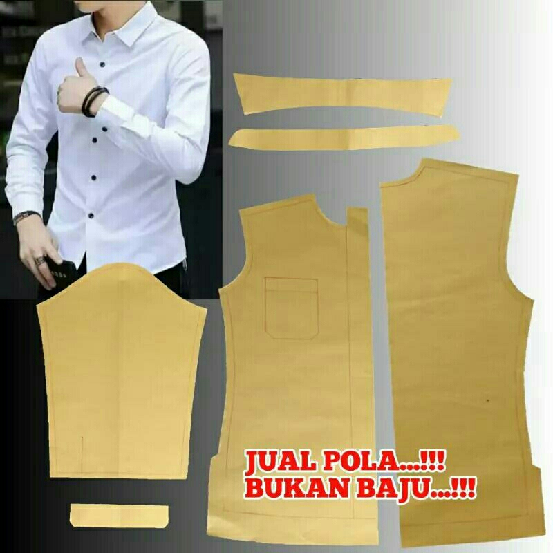 pola baju kemeja pria dewasa lengan panjang