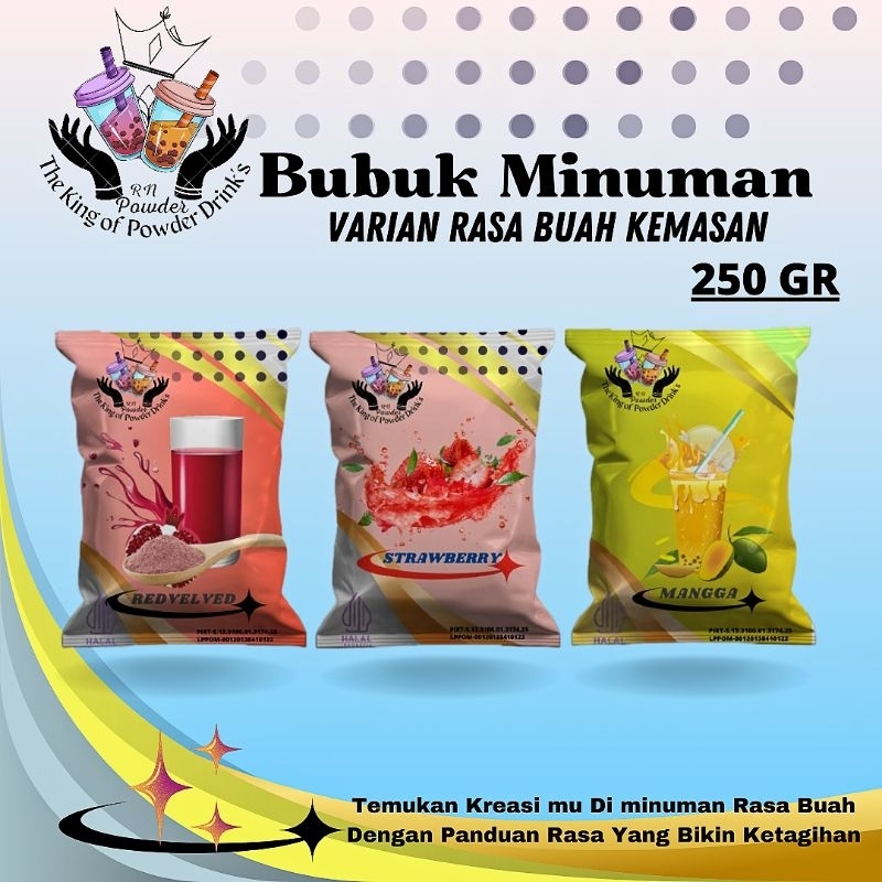 Bubuk minuman rasa buah serbuk minuman kekinian rasa buah 250gr