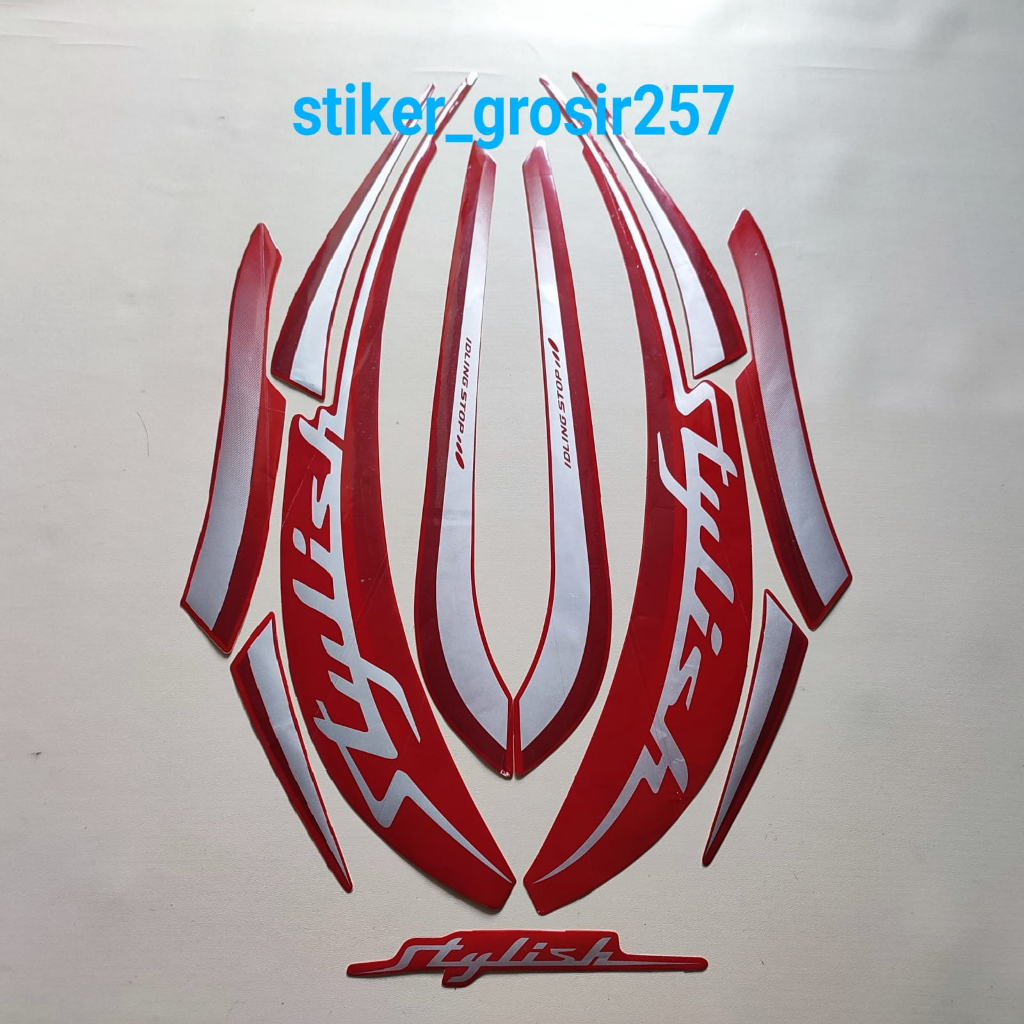 STIKER STRIPING LIS BODY MOTOR HONDA SCOOPY FI STYLISH 2019 MERAH DOP