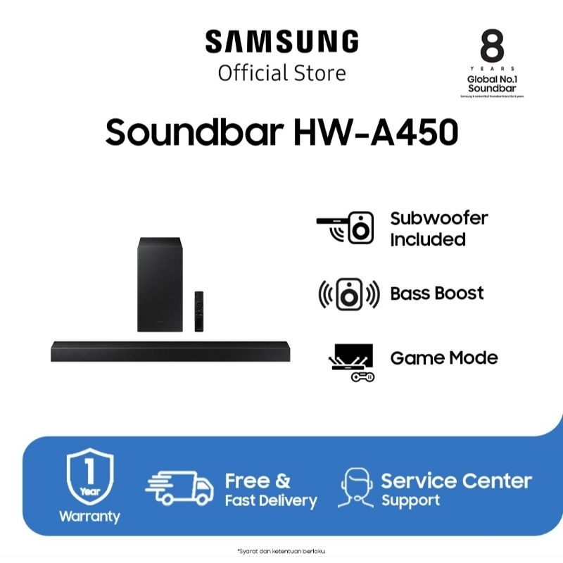 Samsung HW-A450 Soundbar With Subwoofer include 2.1ch