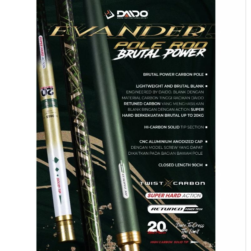 Joran Tegek Daido Evander Pole Rod Carbon Ruas 90cm Super Brutal Kaku