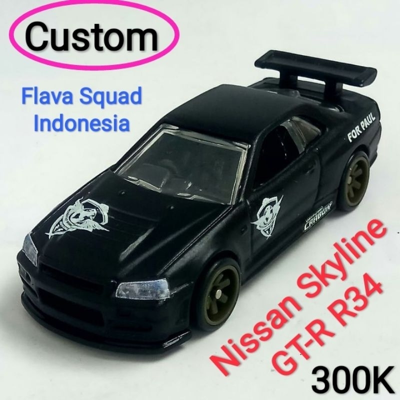 Hot Wheels Nissan Skyline GTR R34 Custom Flava Squad For Paul Walker Bryan